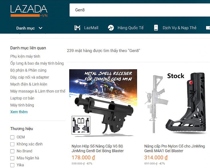 lazada bán thiết bị lắp súng, lazada bán hàng cấm, Thiết bị lắp súng được rao bán trên Lazada