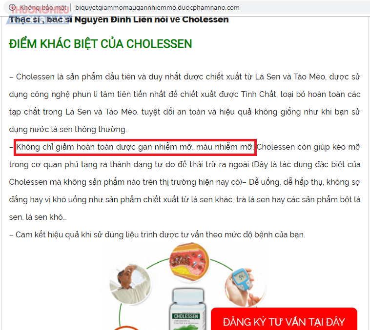 bát nháo" về công dụng của sản phẩm Cholessen?