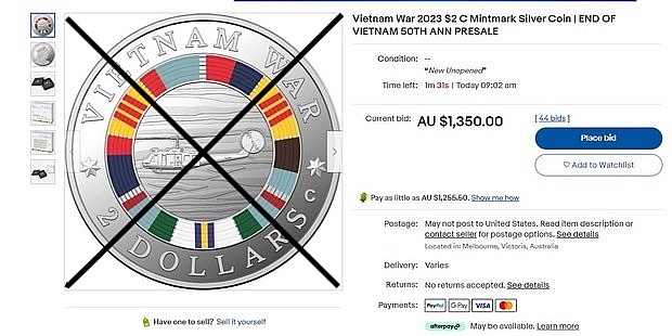Yêu cầu các sàn thương mại điện tử gỡ bỏ đồng 2 đôla Úc in “cờ vàng” vi phạm